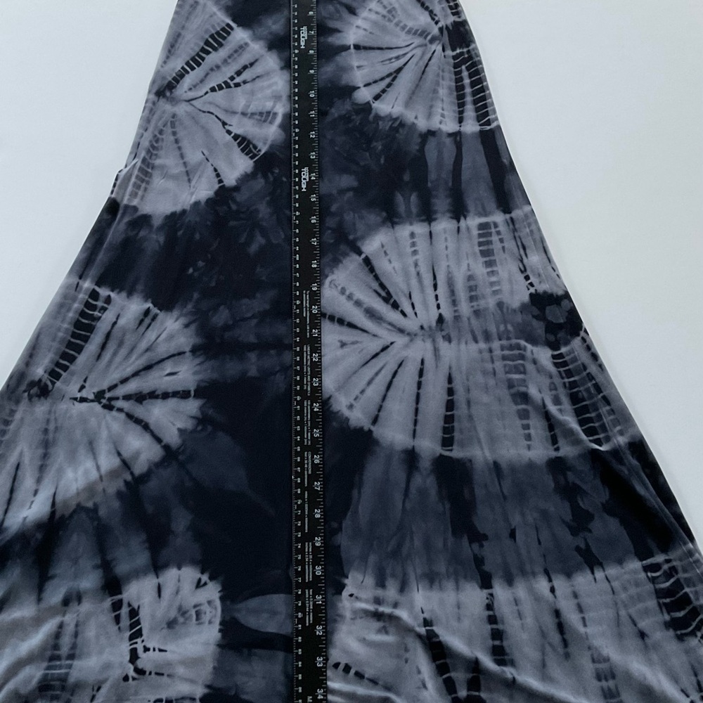 Tye Dye Maxi Skirt Sz S Black Gray Fold Over Boho Hippie Indie Sleaze Vacation - Picture 2 of 6